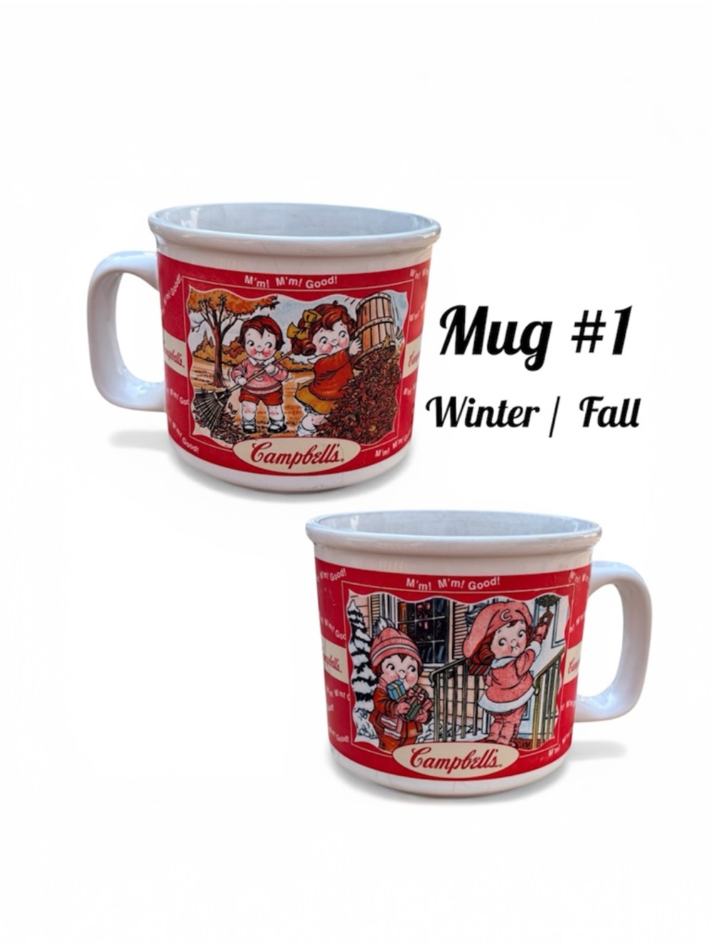 Vintage Campbell’s Kids Soup Mug Set 2 Houston Harvest 1998 Four Seasons